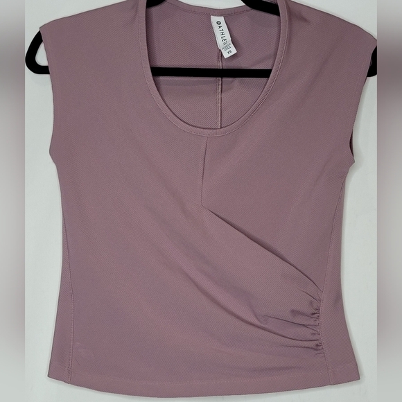 Athleta Bayview Fitted Tank with Front Wrap Ruching Detail in Mauve - Size XS - Picture 3 of 6